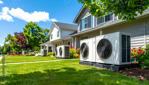 Suburban homes with outdoor HVAC units