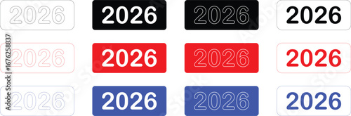 2026 Year Numbers on Rectangular Plates