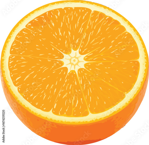 Juicy Orange Slice Cross Section Vibrant Yellow Orange Hues
