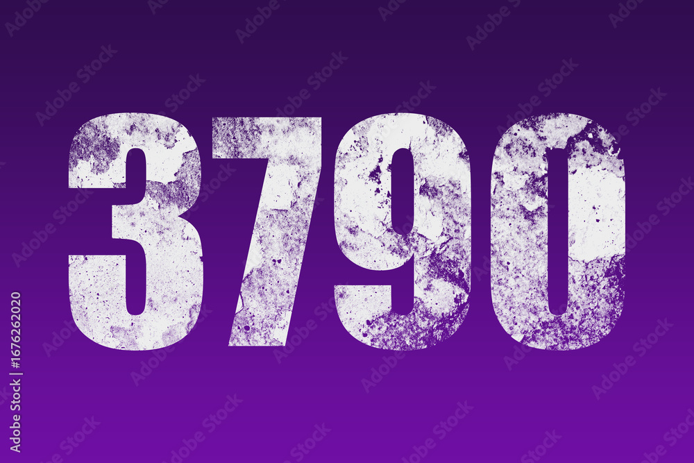 flat white grunge number of 3790 on purple background. flat white grunge number of 3790 on purple background.