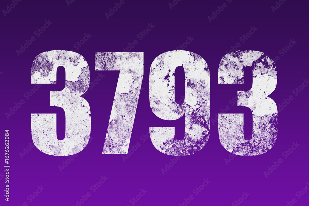 flat white grunge number of 3793 on purple background. flat white grunge number of 3793 on purple background.