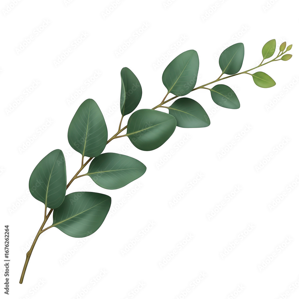 Obraz premium Green eucalyptus leaf branch isolated on transparent background transparent background