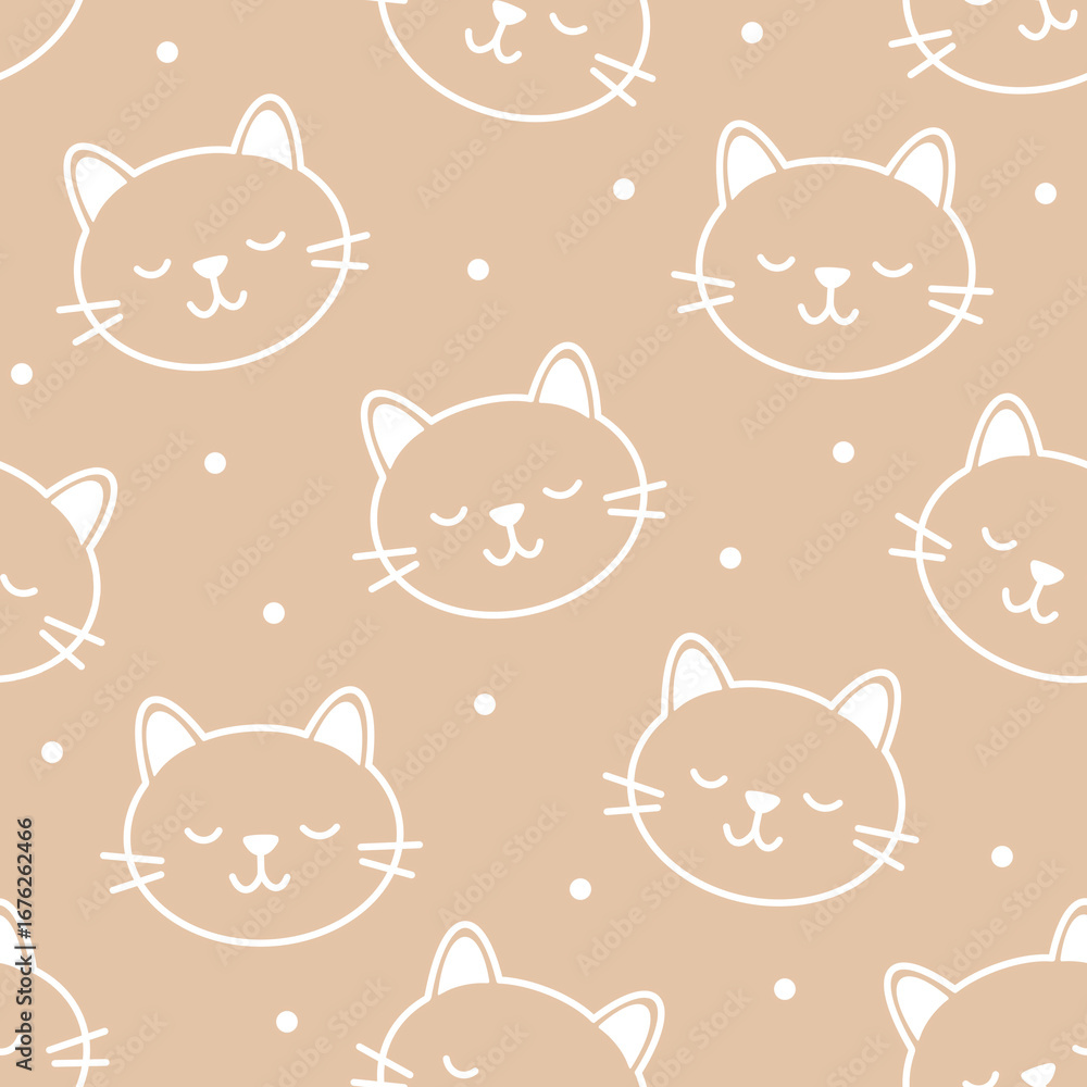 Obraz premium Seamless pattern design. Aesthetic print with cats