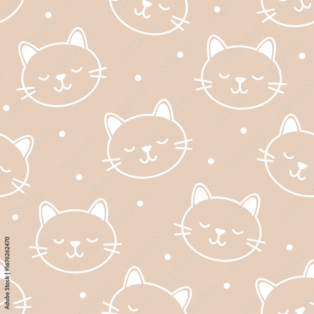 Obraz premium Seamless pattern design. Aesthetic print with cats
