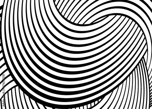 Wavy Vector background of black curved lines on a white background. Abstract black and white pattern for covers, advertising, packaging. Carpet, textile