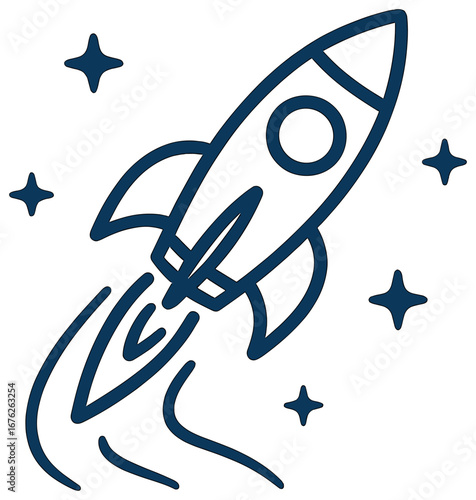 Space exploration linear icon set. featuring rocket, planet, satellite, astronaut, telescope, and ufo symbols
