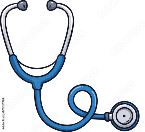 Stethoscope medical tool for healthcare professionals and doctors blue and gray equipment illustration vector