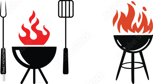 Transparent PNG available
BBQ Grill icon set.Portable grill camping vacation outline icon.outline vector sign, linear style pictogram isolated on white. Bbq symbol, logo illustration. Editable stroke.