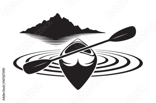 Kayaking adventure with mountain scenery