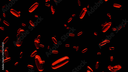 Painkillers falling down against black background, medicines from the pharmacy, overdose problem