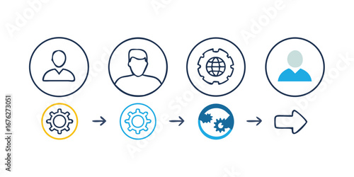 Vector art of process automation workflow system integration