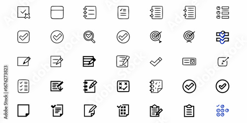 Discover versatile checklist icons and task management symbols, perfect for planning, productivity, and business organization, offering clear visual communication for your digital projects.