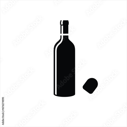 Wine Bottle Vector Icon for Drink and Beverage Packaging Designs