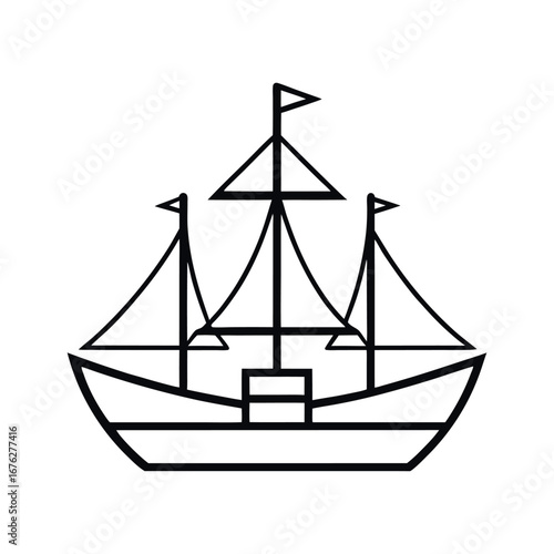 Wallpaper Mural Brig Ship Outline on White Background Torontodigital.ca