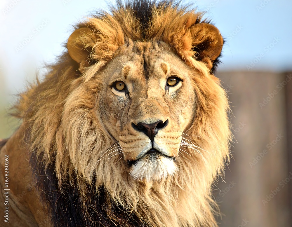 Fototapeta premium Lion's regal head portrait