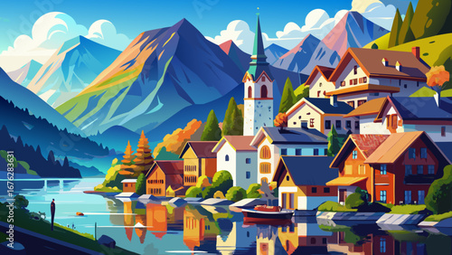 Hallstatt, Austria
Colorful alpine houses rest along a shimmering lake, framed by towering mountains, reflecting timeless charm and a peaceful village atmosphere admired for centuries.
