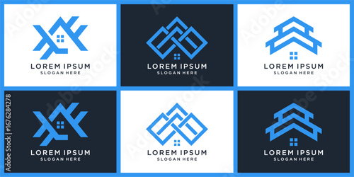 Unique real estate logo design set