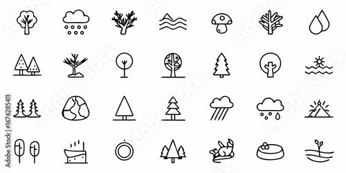 Captivating collection of nature and weather icons for dynamic environmental and lifestyle projects, perfect for adding organic charm and visual storytelling to your designs