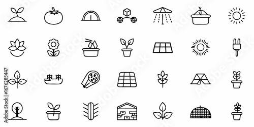 Discover a vibrant collection of modern agriculture icons showcasing smart farming, renewable energy, and plant growth for innovative business and environmental projects.