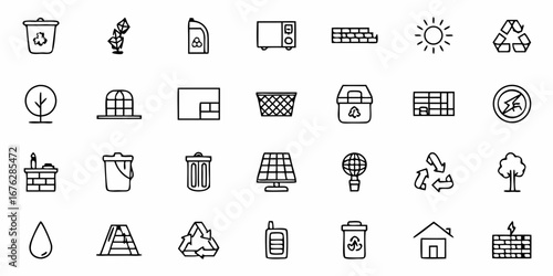 Discover a collection of essential icons representing sustainability, recycling, and eco-friendly living, perfect for modern environmental projects and green initiatives.