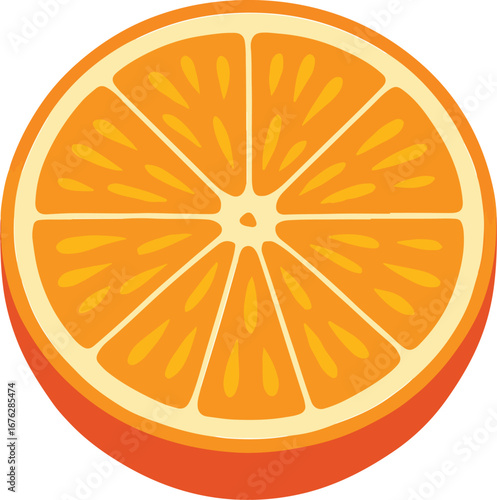 Orange Slice Cross Section Vibrant Yellow Orange Colors
