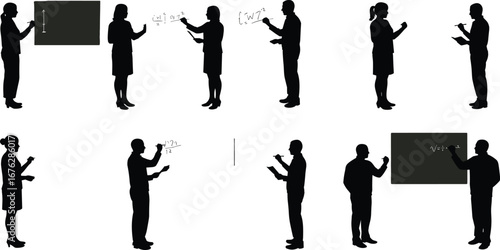 Math teaching, silhouette, calculus, algebra, function, whiteboard, chalkboard