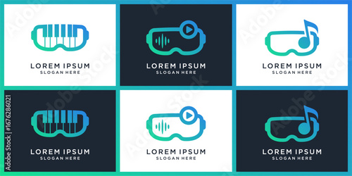 Music VR logo design set