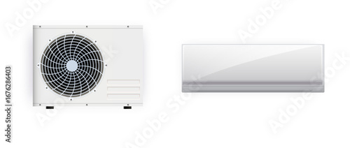 Air conditioner isolated on white photo-realistic vector