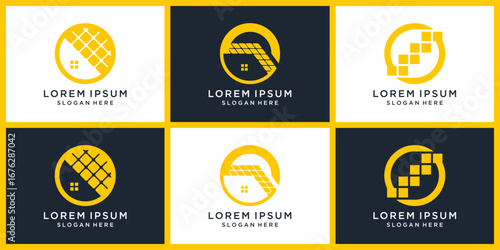 Global solar logo design set