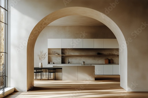 Modern Kitchen Design With Minimalist Decor and Natural Light in a Spacious L...