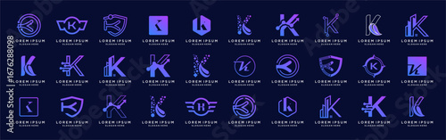Letter K logo design template bundle set