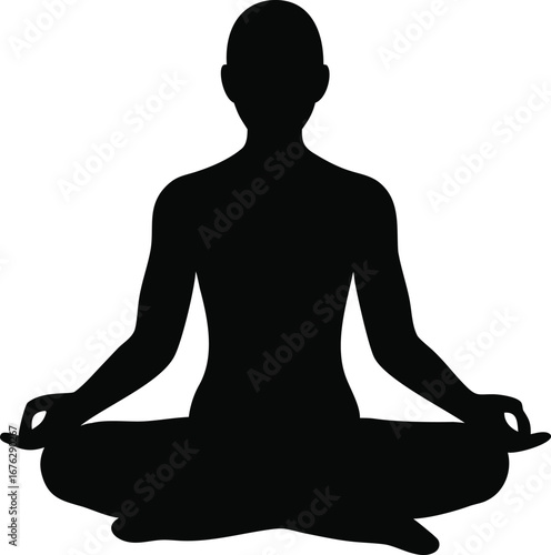Meditating silhouette peaceful person in lotus pose serene yoga practice tranquil zen bliss mindfulness silhouette