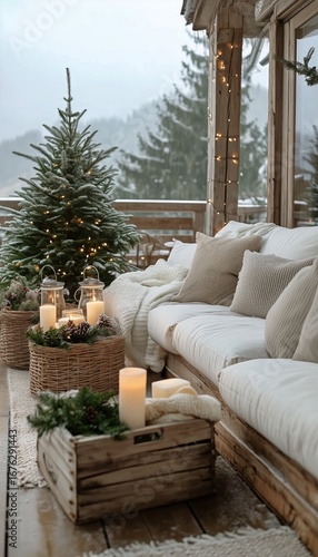 Cozy Living Space With Festive Decor and Warm Ambiance in Winter.