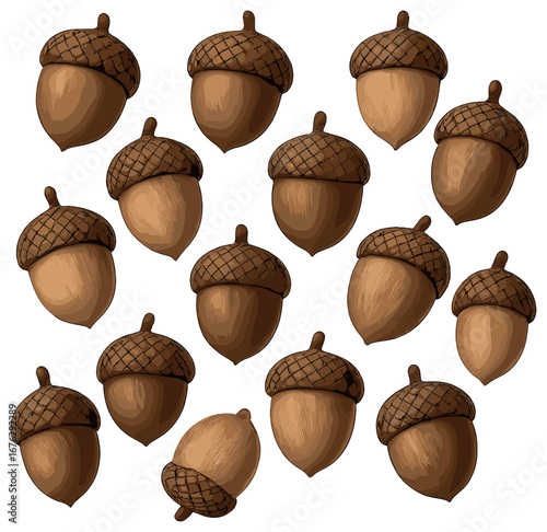 Autumn harvest 3d icon set. featuring acorn, leaf, pumpkin, corn, and mushroom symbols