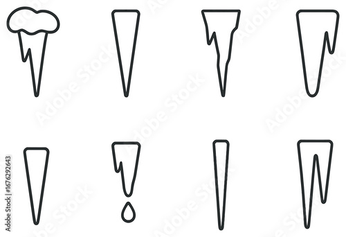 Weather linear icon set. featuring rain, icy, cold, stormy, frosty symbols