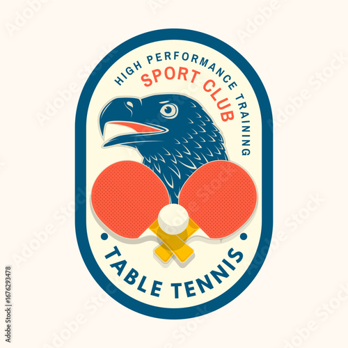 Table tennis sticker, badge, emblem. Vector. For table tennis logotype templates and badges. Place to promote health and friendship