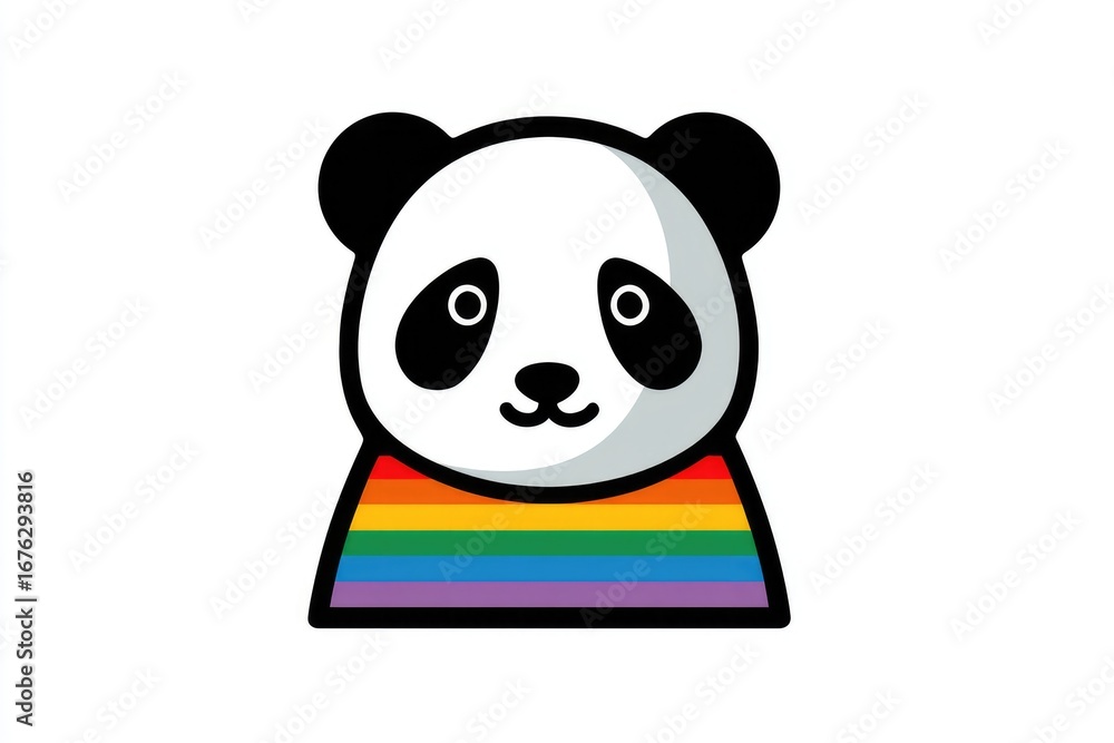 Fototapeta premium Cute panda wearing rainbow shirt