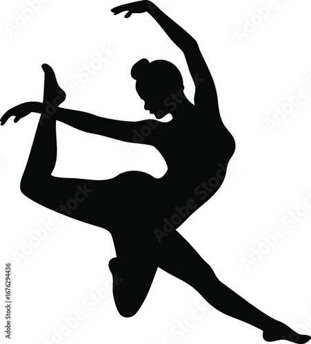 Elegant ballerina silhouette in graceful arabesque pose capturing ballet artistry silhouette