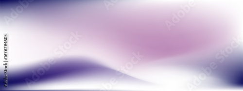 Abstract minimalist blur winter snowy gradient background. Purple and white color gradation vector banner. Blurred pastel snowy hills fuzz bg. Vector soft wide backdrop for Xmas, winter themed designs