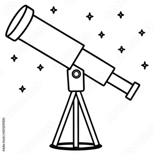 telescope showing galaxies stars white background