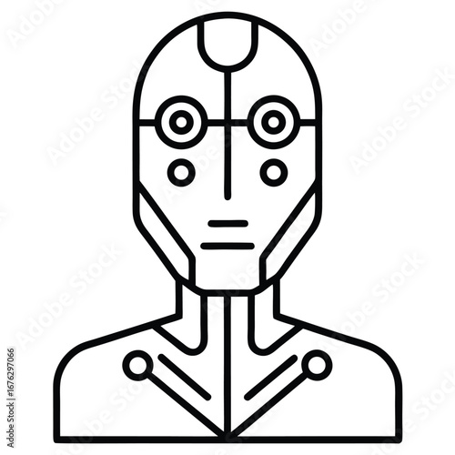 robotics ai humanoid head glowing circuits