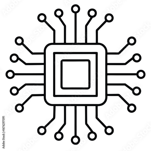 quantum computer chip glowing futuristic on white