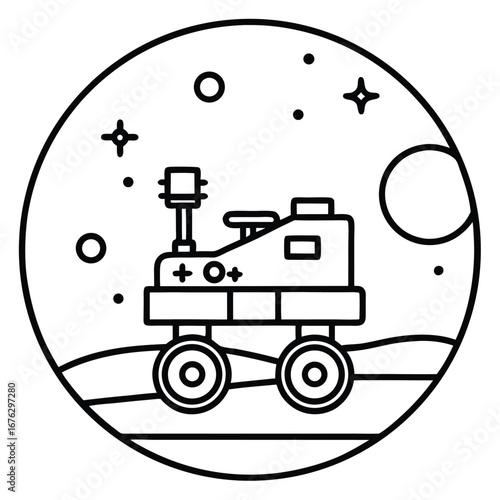 mars rover exploration with planet surface detail