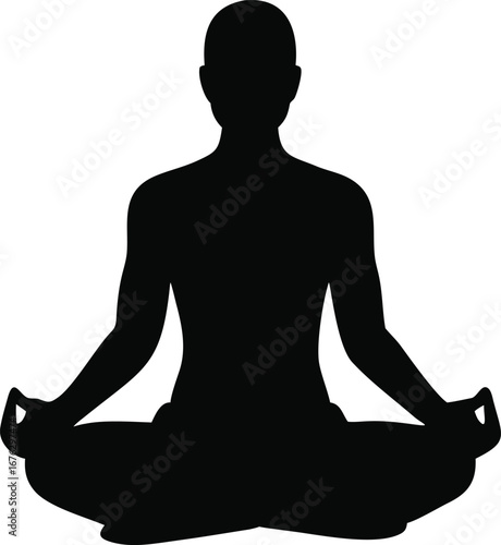 Serene silhouette person in lotus pose meditating peaceful zen calmness yoga mindfulness practice silhouette