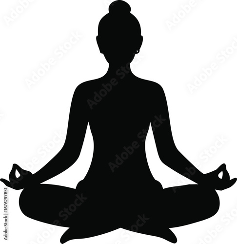 Serene silhouette of person meditating in lotus pose embracing inner peace and tranquility silhouette