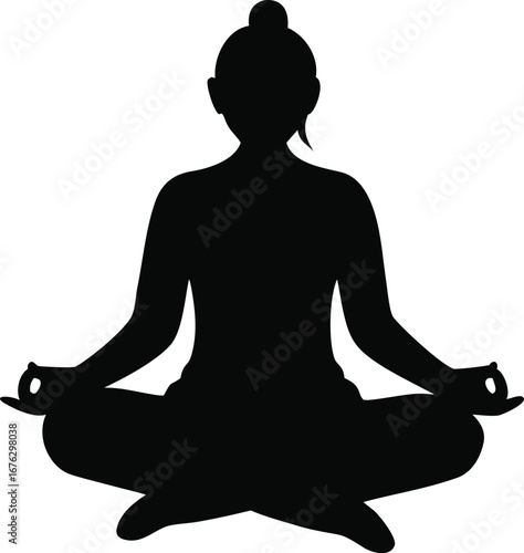 Serene silhouette of a person meditating in lotus pose achieving inner peace and calmness silhouette