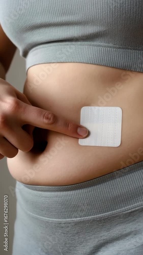 Weight loss patch, GLP-1 peptide, slimming solution, medical adhesive, metabolism booster, body fat reduction, modern health aid, abdominal patch, wearable treatment, wellness trend