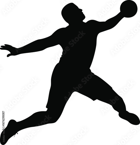 Dynamic silhouette of a handball player in action captures the intensity of the sport silhouette
