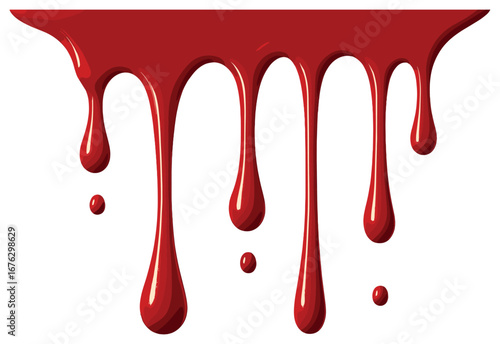Artistic 3d paint drip design. featuring vibrant dripping red paint droplets, splash elements, and smooth textures