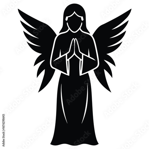 angel praying silhouette vector icon